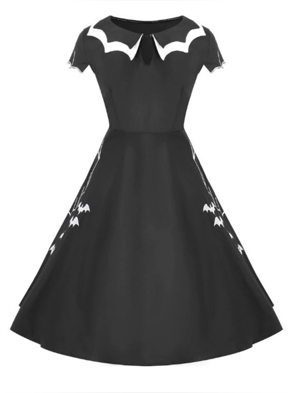 Retro Bat Spider Embroidered Dress size Medium Rockabilly 50s Halloween Gothic